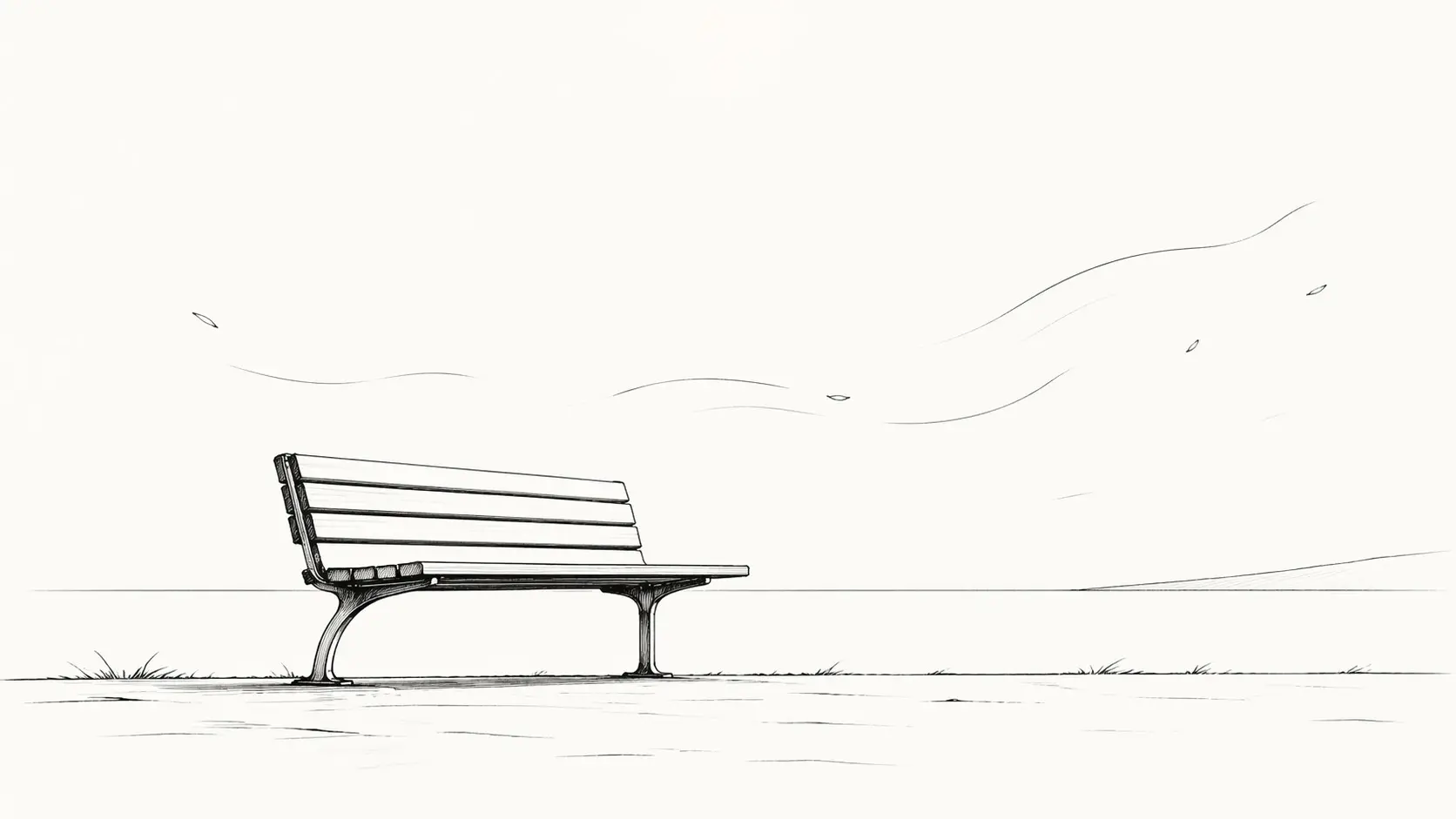 Illustration minimaliste d’un banc calme symbolisant l’apaisement après une crise d’angoisse