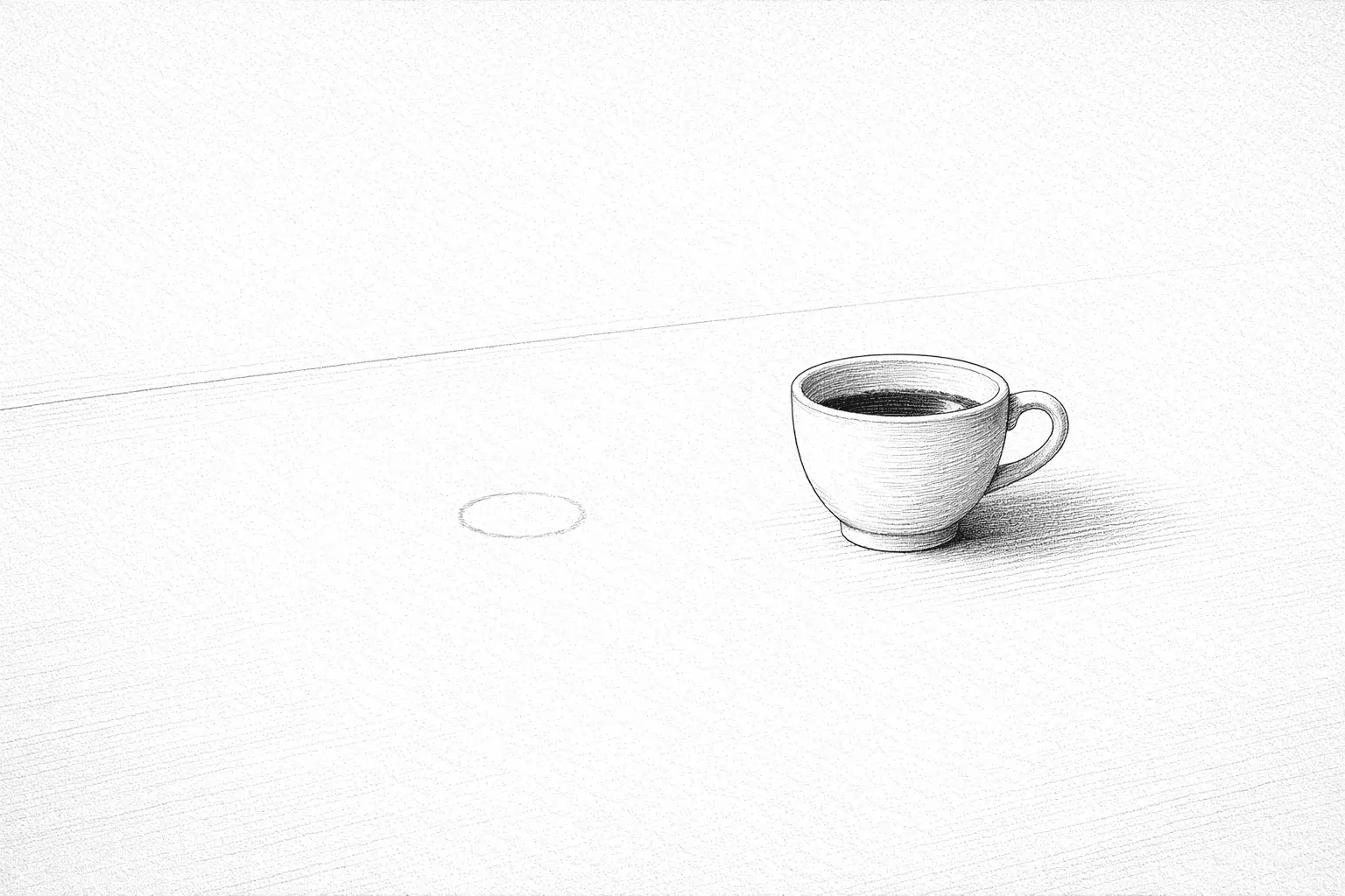 Deuil amoureux après une rupture illustré par une table avec une tasse et la trace d’une autre absente