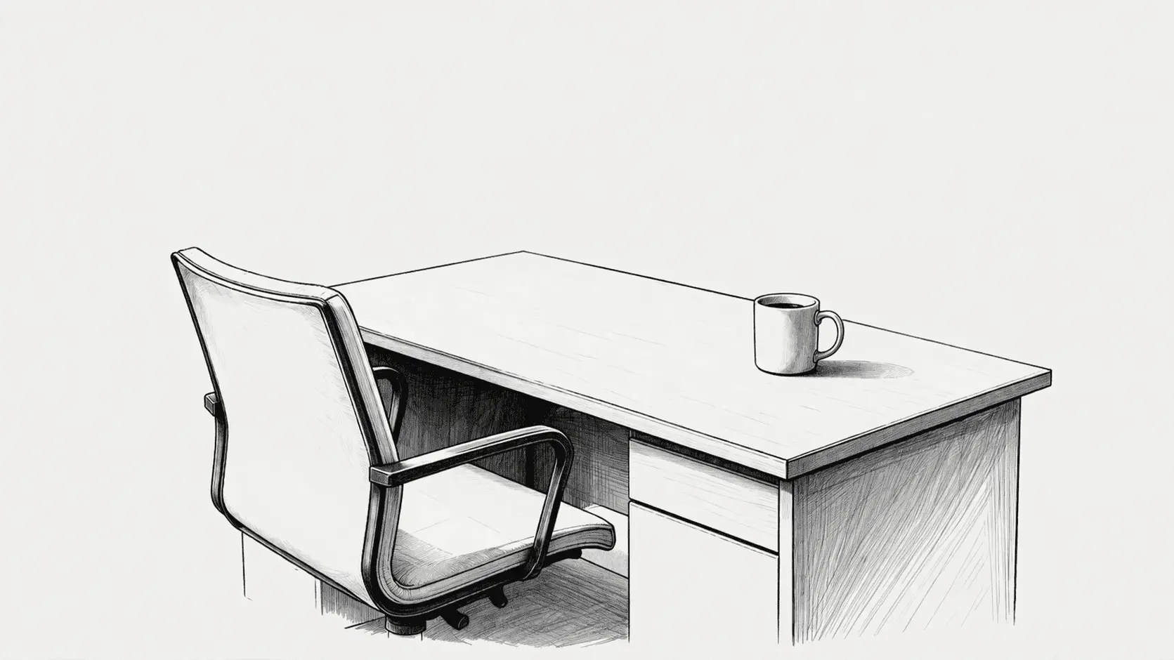 Perte d’emploi illustrée par une chaise de bureau et un mug oublié